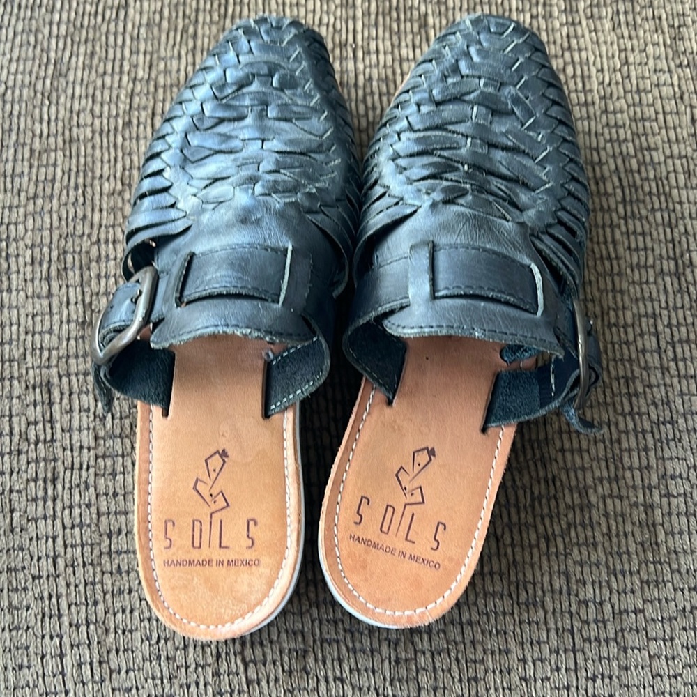 Sols (shop Sols)handmade in Mexico mules. Authentic leather. Worn only 3 times.